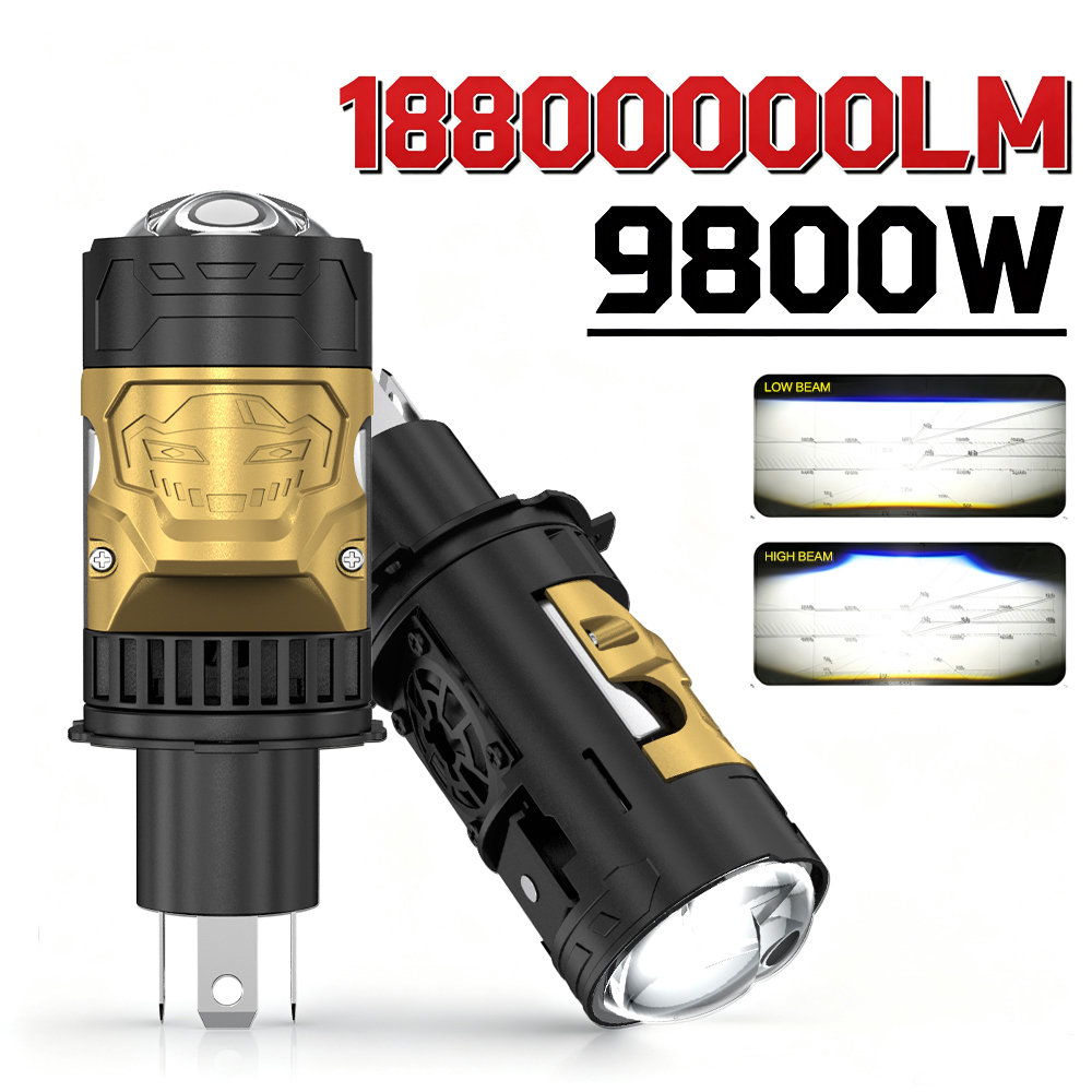 Universal Motorcycle Led Headlight Projector - Светодиодная лампа-проектор H4 с линзой, Canbus,