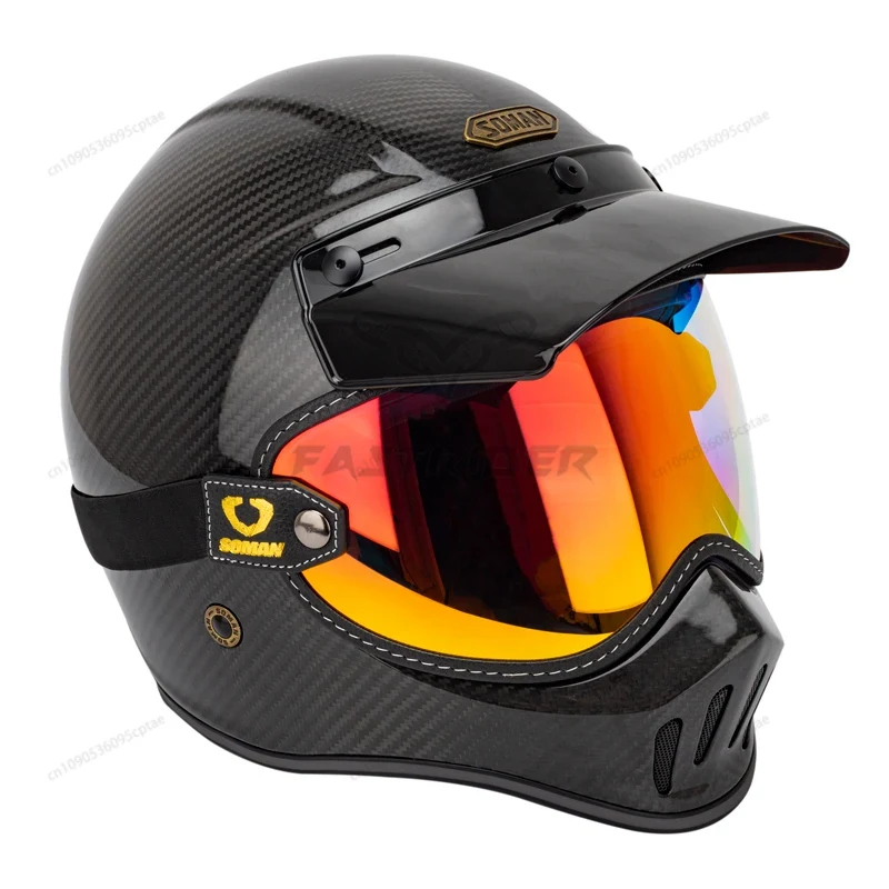 Мотоциклетные очки SOMAN в вин – обзор и цена Vintage Open Face Retro Helmet